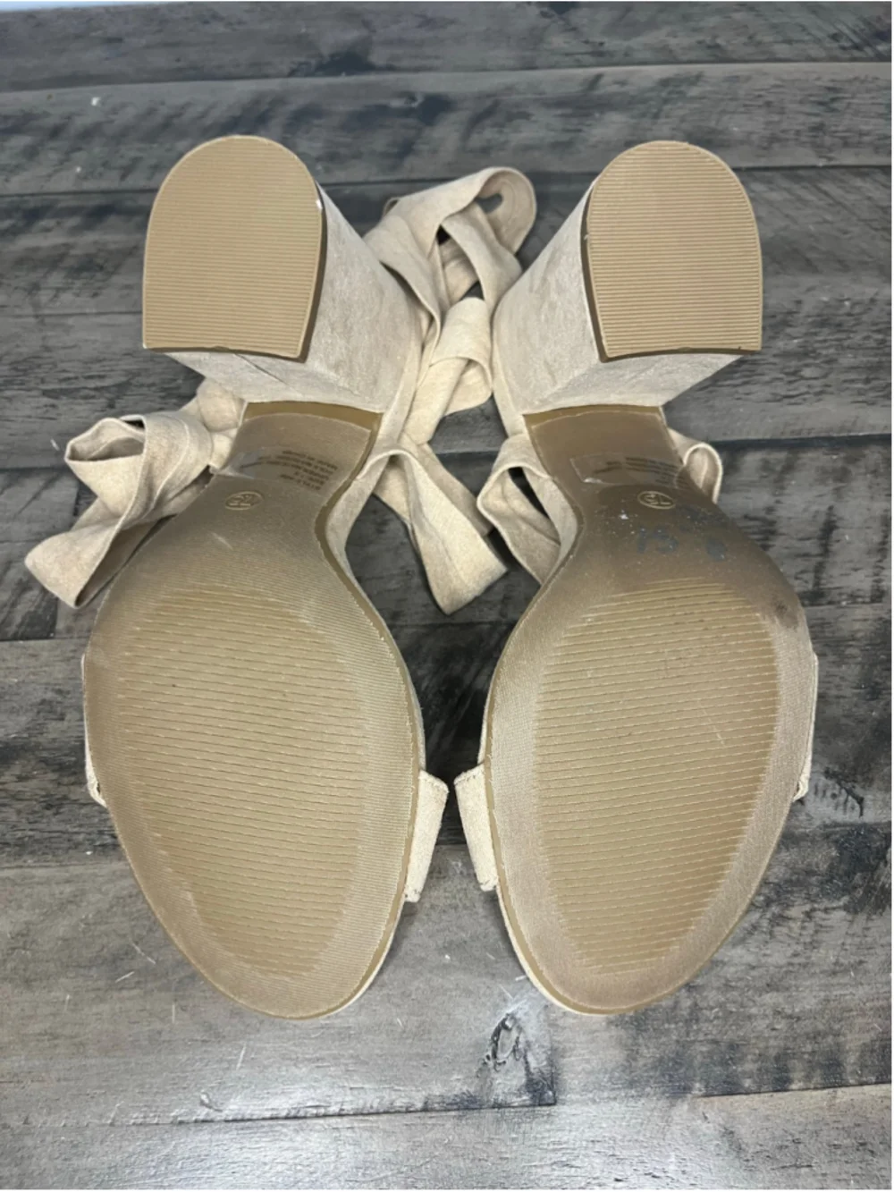Lulus Beige Lace-Up Block Heel Sandals